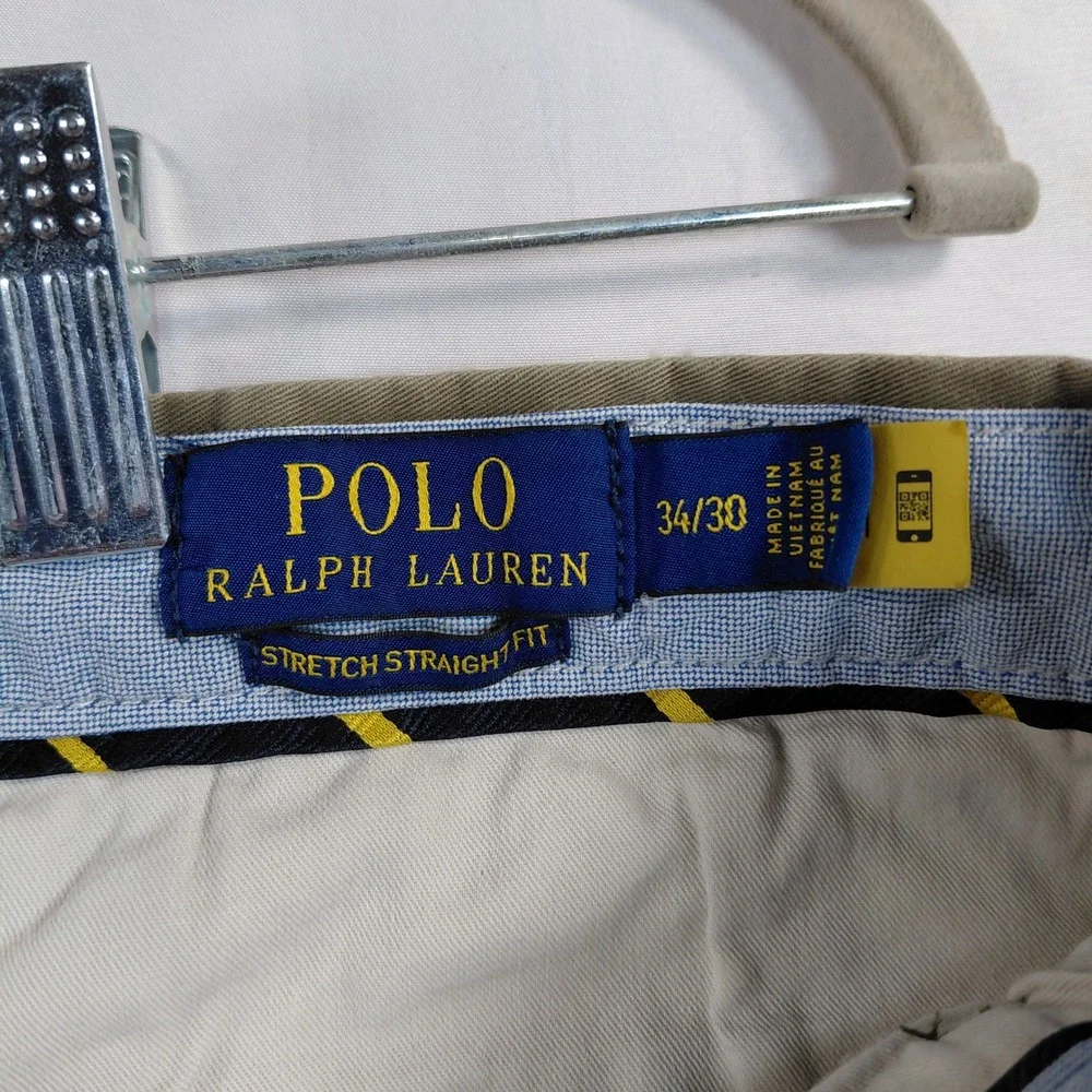 Polo Ralph Lauren Mens Stretch Straight Fit Chino Pants Khaki Brown 34/30
